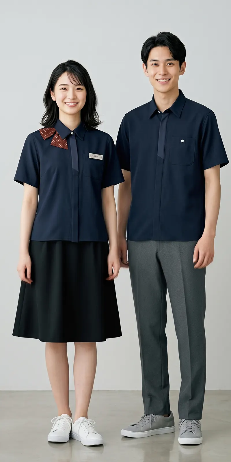 SS820L マルチプル着映えシャツ ネイビー着用モデル