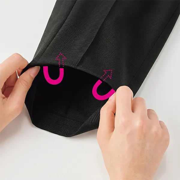 折るだけで裾上げ完了の構造