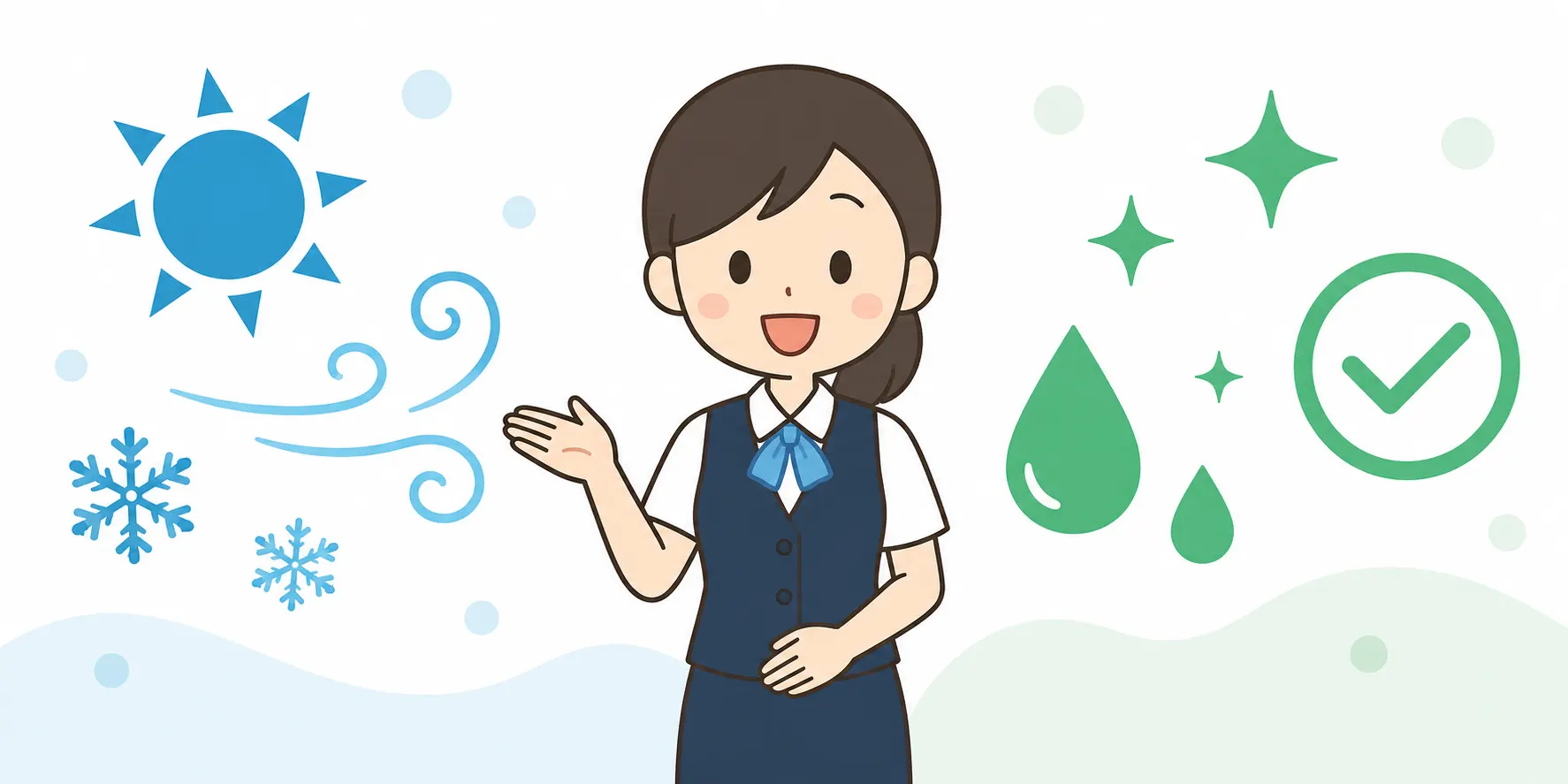 涼しさと清潔感をそなえた夏の接客スタッフのイメージ